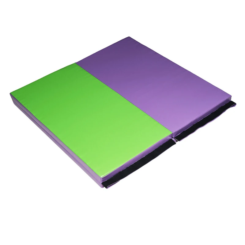 Soozier 6' x 4' x 2" PU Leather Folding Gymnastics / Martial Arts Mat - Pastels