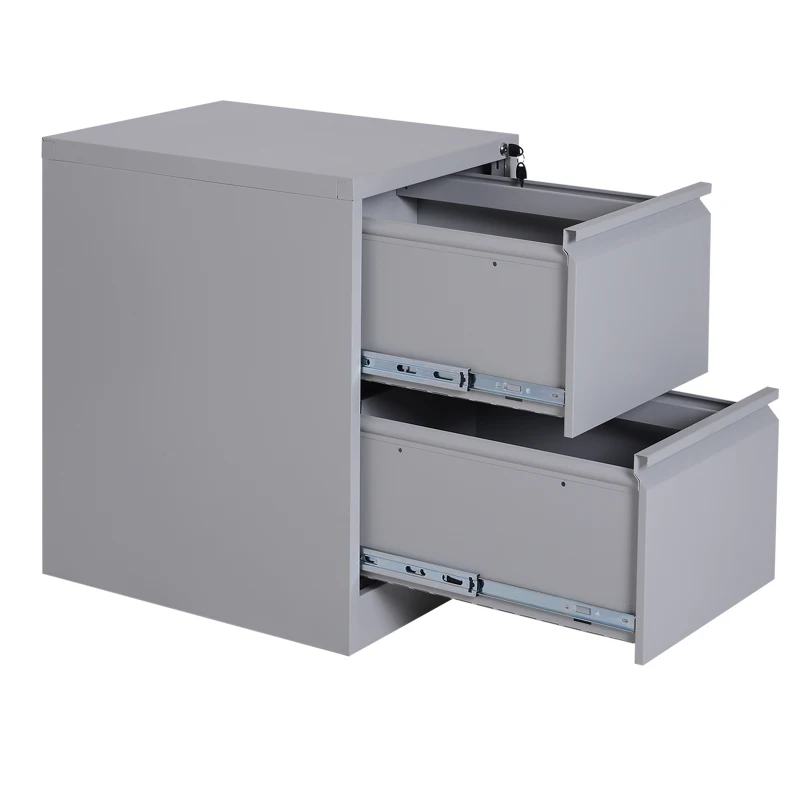 Vinsetto 28" Metal 2 Drawer Vertical Locking Office Filing Cabinet - Grey