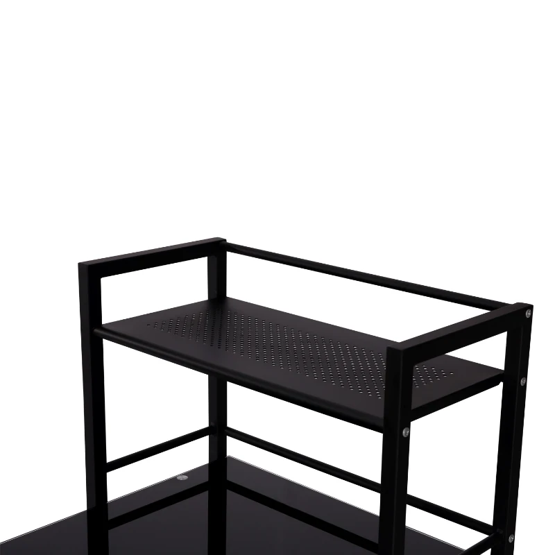 HomCom 50" Modern Office Desk With Storage Shelves Bookcase - Black