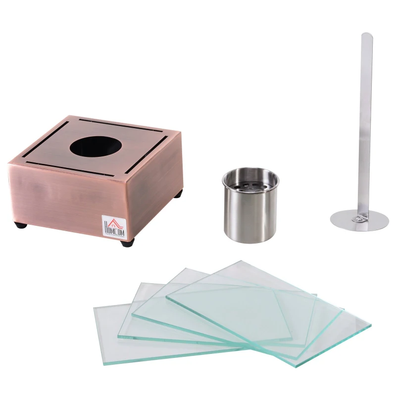 HOMCOM Bio Ethanol Fireplace Freestanding Living Room Tabletop Ventless Bioethanol Fireplace Glass - Bronze