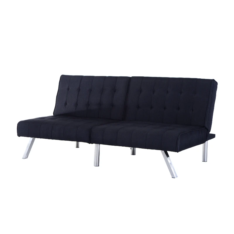 HomCom 71" Modern Folding Splitback Sleeper Sofa Futon - Black