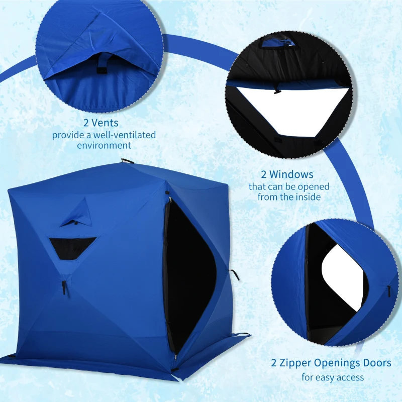 Outsunny 4 Person Waterproof Insulated Portable Pop-Up Ice Fishing Shelter with 2 Doors