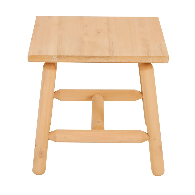 Outsunny Rustic Cabin Style Wooden Square Outdoor Patio End Table