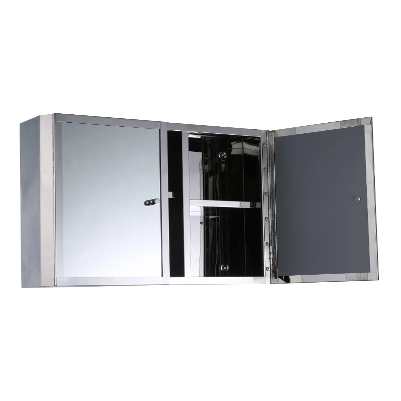 HomCom Horizontal 20” Stainless Steel Floating Bathroom Wall Mirror Double Door Medicine Cabinet