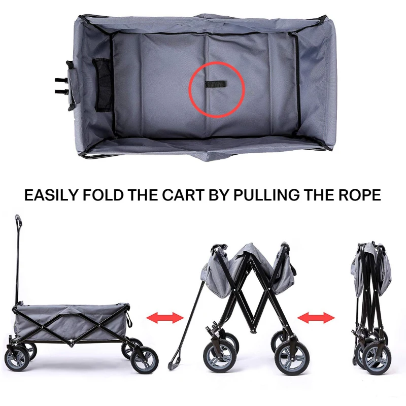 Folding Garden Cart Aosom All Terrain Utility Collapsible Cart for Pavement,Gravel,Grass,Sand,Mud,Dirt Roads,Hills 265lbs Capacity Grey
