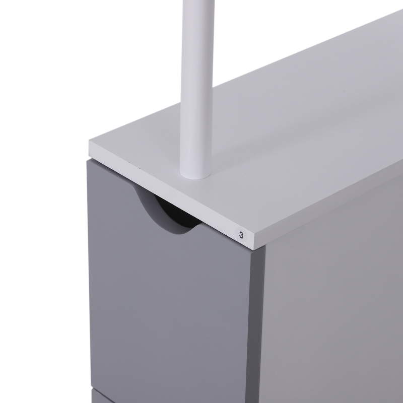 HOMCOM 54" Tall Bathroom Linen Tower, Freestanding Storage Cabinet with 2-Tier Shelf and Drawers, White