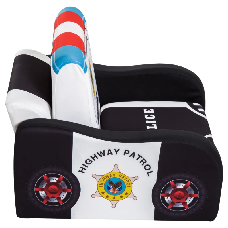 Qaba 17" Multi Spandex Storage Sofa Chair for Kids - Police Car