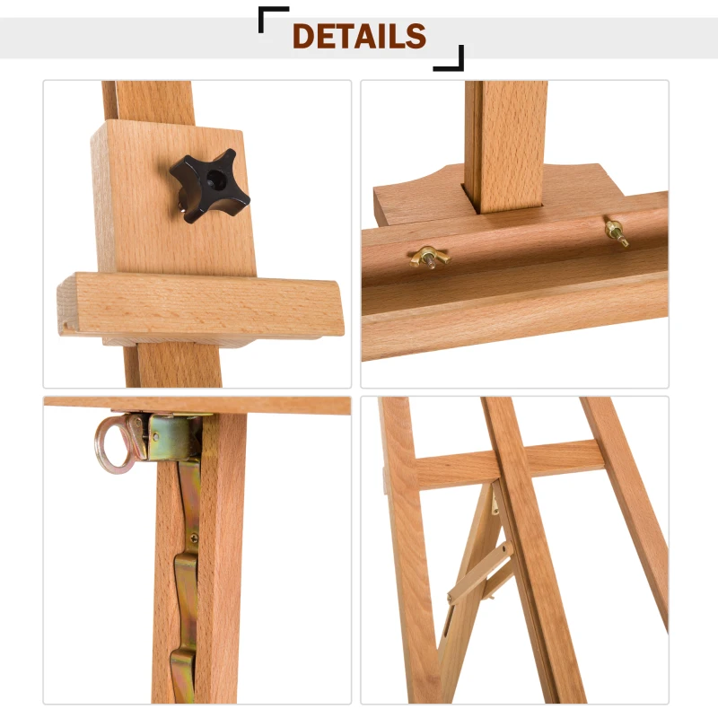 HomCom Beech Wood Folding Art Easel Stand Adjustable - Natural Wood