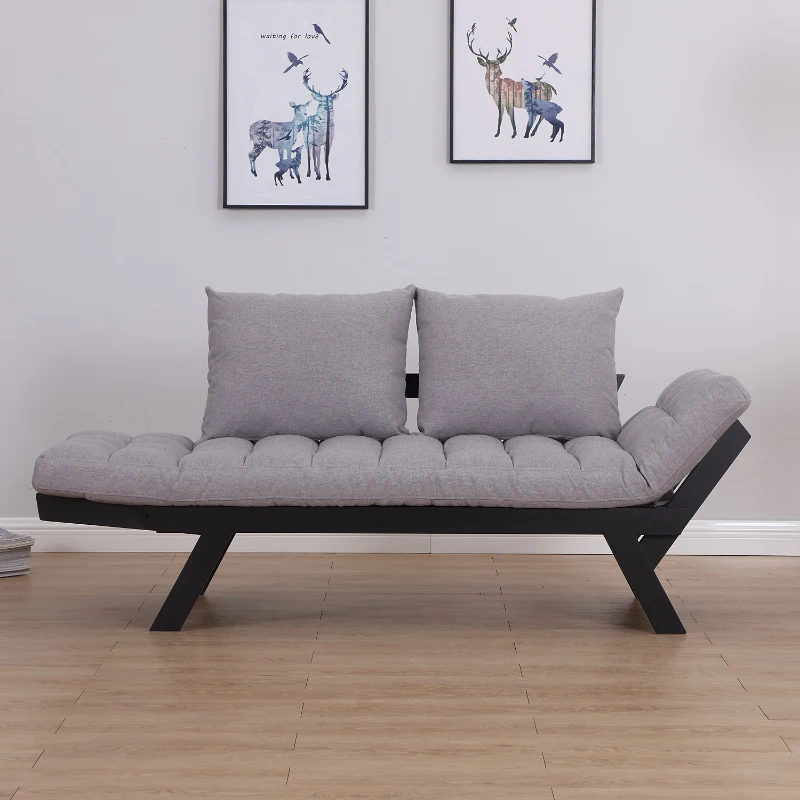 HomCom Single Person Convertible Bed Chaise Lounge Couch Adjustable Padded Lightweight - Silver