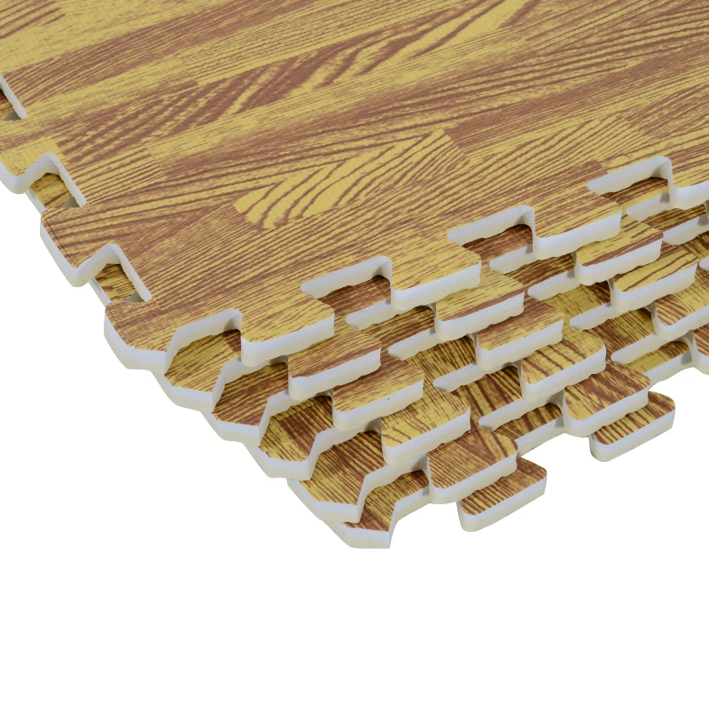 Soozier 18 Piece Interlocking Puzzle Foam Gym Floor Tile Mats - Wood Pattern