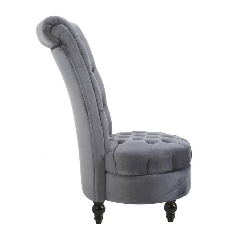 HOMCOM Retro High Back Armless Chair, Button-Tufted, Thick Padding, Royal Design for Living Room, Bedroom