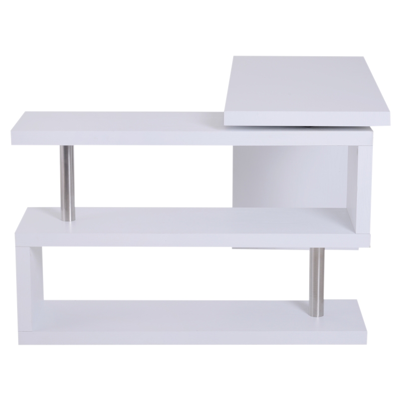 HomCom 75” L Shaped Writing Desk Rotating Desk Swivel Corner Home Office Study Desk - White