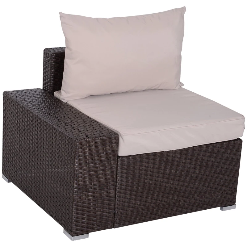 Outsunny 6 Piece Wicker Rattan Outdoor Patio Fan Shape Glass Coffee Table Furniture Set