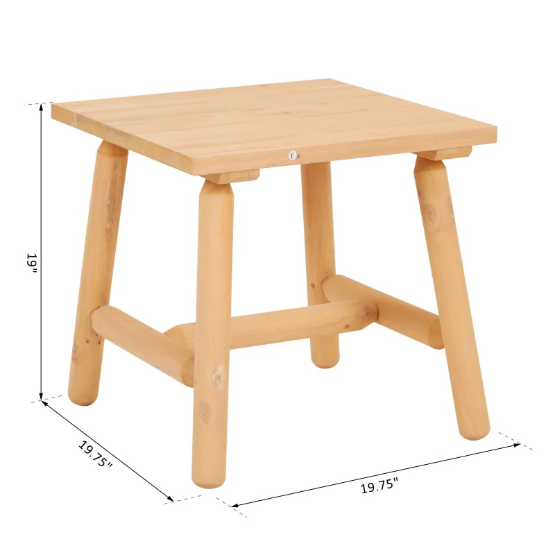 Outsunny Rustic Cabin Style Wooden Square Outdoor Patio End Table
