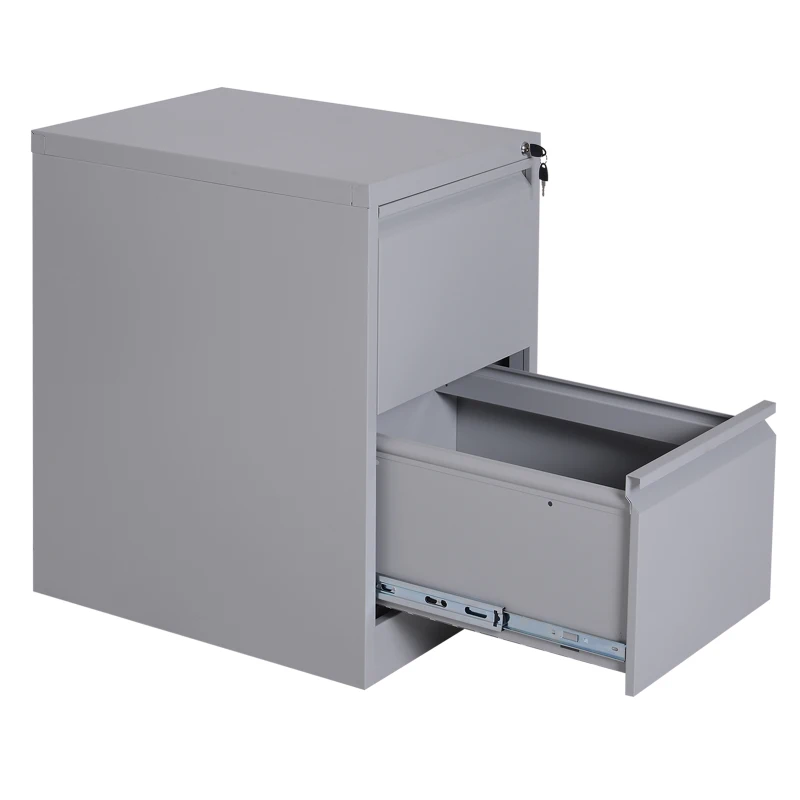 Vinsetto 28" Metal 2 Drawer Vertical Locking Office Filing Cabinet - Grey
