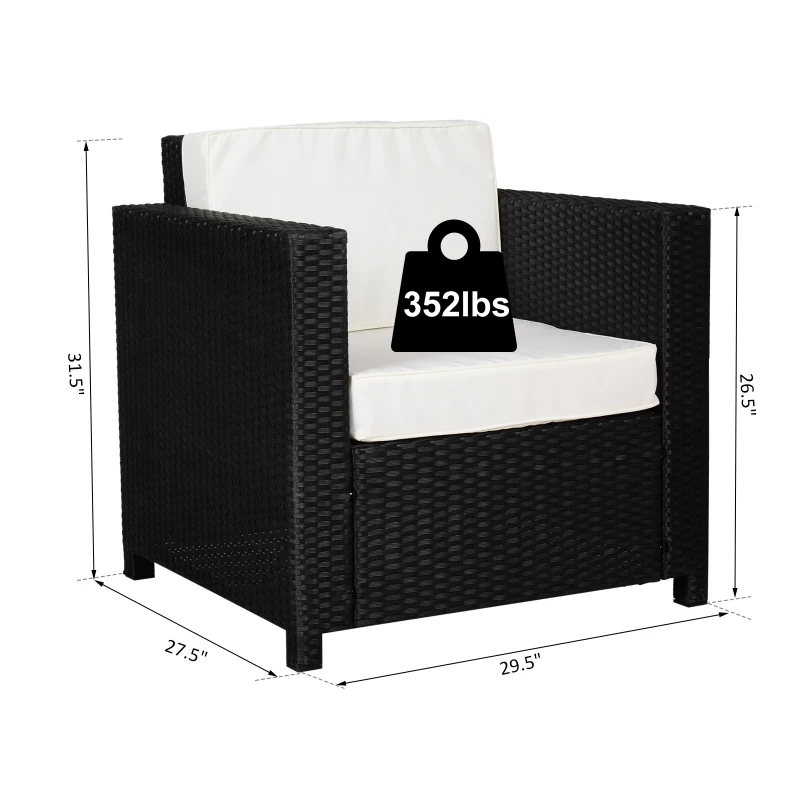 Outsunny Rattan Wicker Sofa Patio Chair w/ Weather-Resistance & Washable Cushion Cover - Pool/Patio/Spa