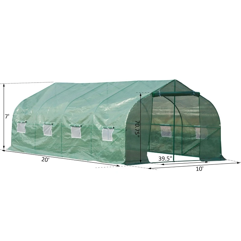 Outsunny 20’ x 10’ x 7’ Plastic Portable Outdoor Patio Walk-In Greenhouse Kit