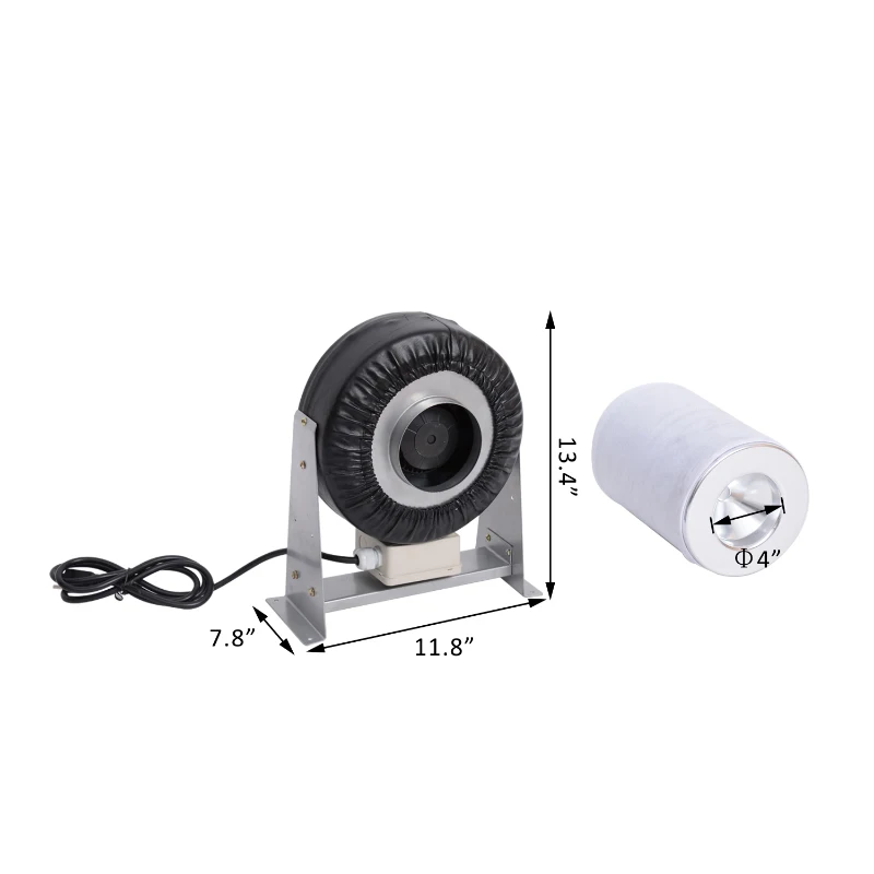 HomCom 4-Inch Carbon Air Filter and Inline Fan Combo Kit