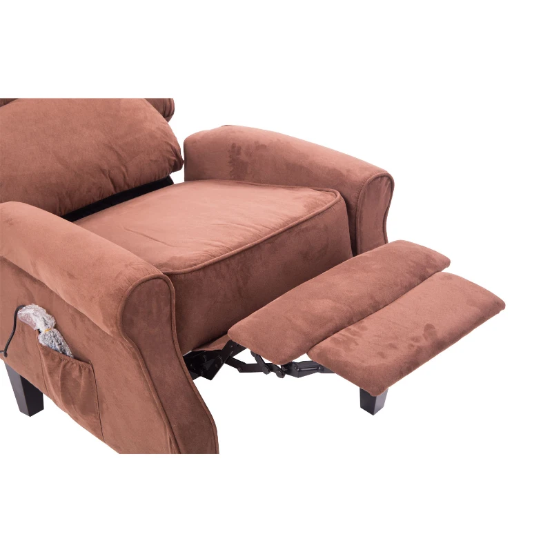 HomCom Artificial Suede Heated Back Massage Recliner Chair - Brown