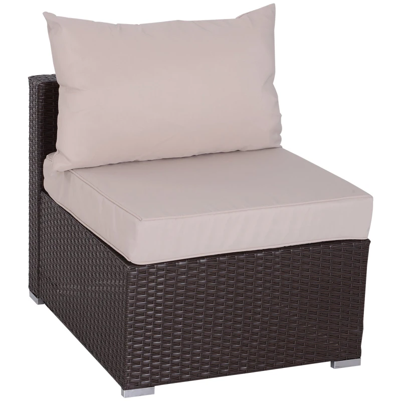 Outsunny 6 Piece Wicker Rattan Outdoor Patio Fan Shape Glass Coffee Table Furniture Set