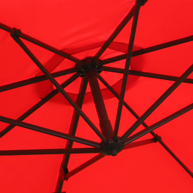 Outsunny 9.7ft Offset Umbrella Cantilever Hanging Umbrella 360 Degree Rotation with Cross Base