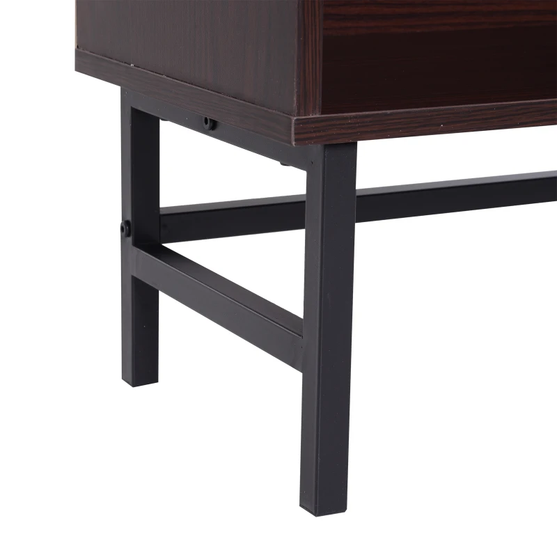 HomCom 71" 4-Shelf Modern Open Wood Grain Bookcase with Metal Feet - Dark Coffee