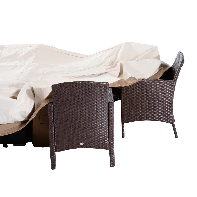 Outsunny 130" x 84" x 23" 7 Piece Waterproof Outdoor Dining Table Furniture Cover - Beige / Coffee