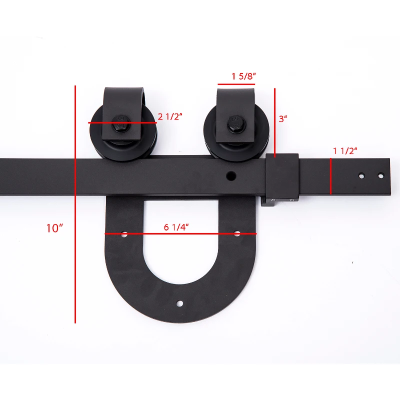 HomCom Rustic 6' Interior Sliding Barn Door Kit Hardware Set - Black Craftsman Horseshoe