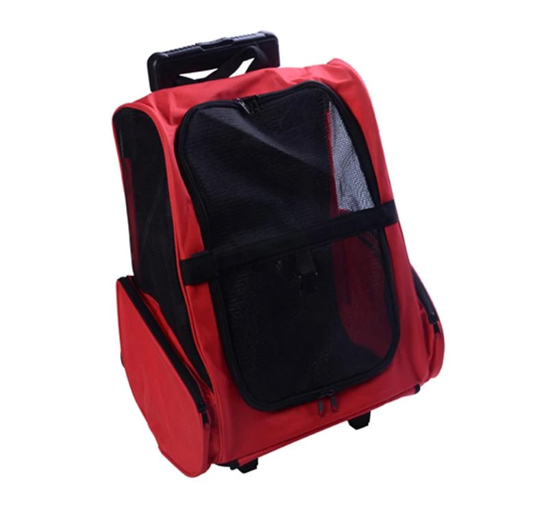 Pawhut Deluxe Pet Carrier Dog Backpack Luggage Box w/ Wheels - Red