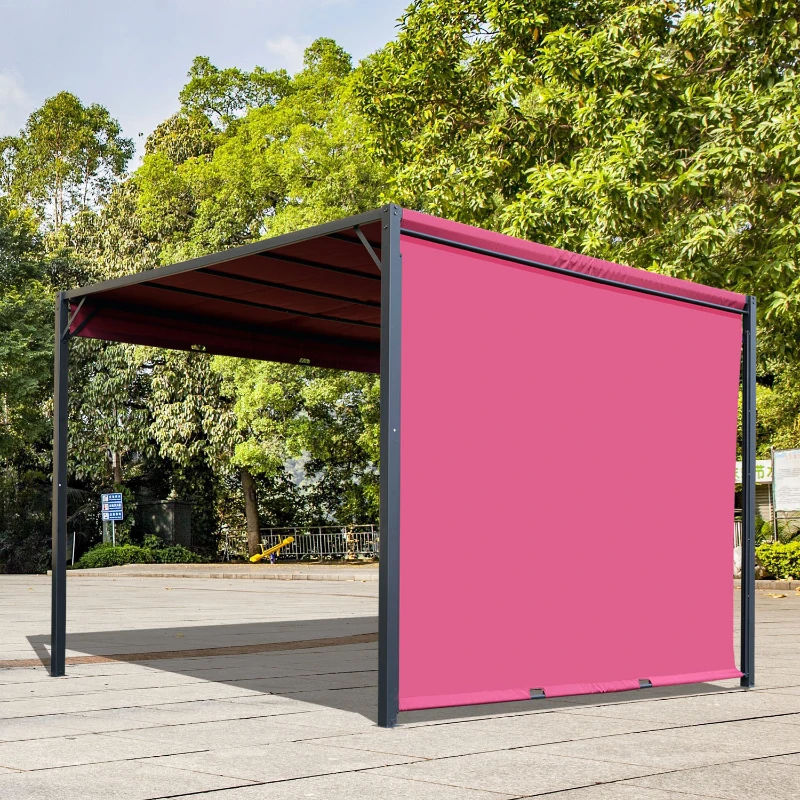 Outsunny 10’ x 10’ Steel Fabric Retractable Pergola Canopy Shade Kit - Wine Red