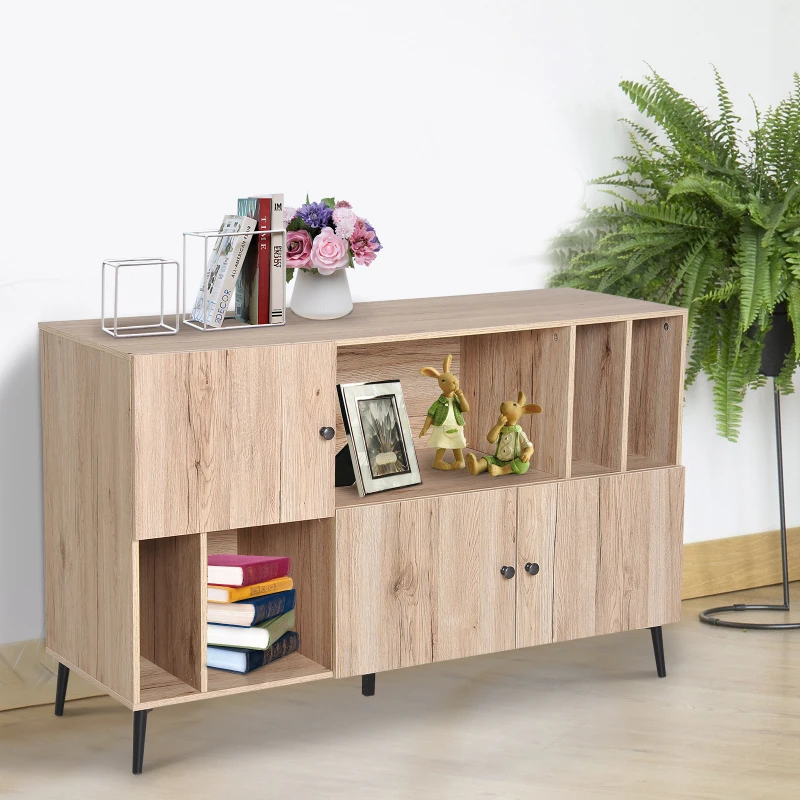 HomCom 47" Contemporary Sideboard Buffet Table Storage Cabinet - Oak