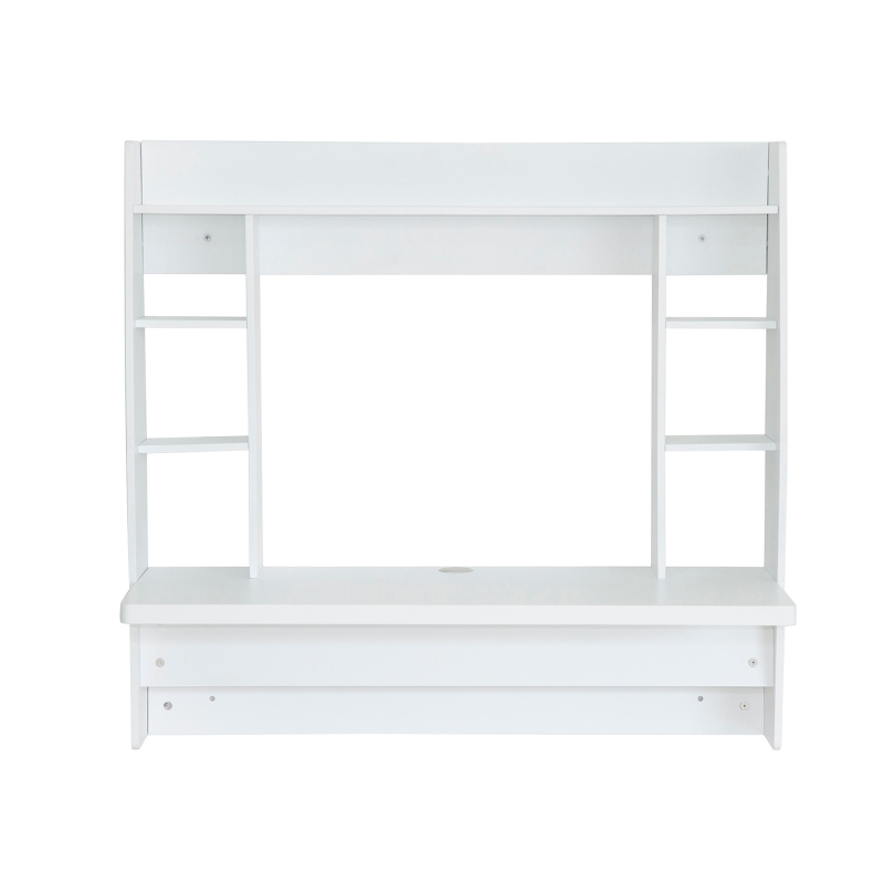 HomCom Floating Wall Mount Office Computer Desk with Storage - White