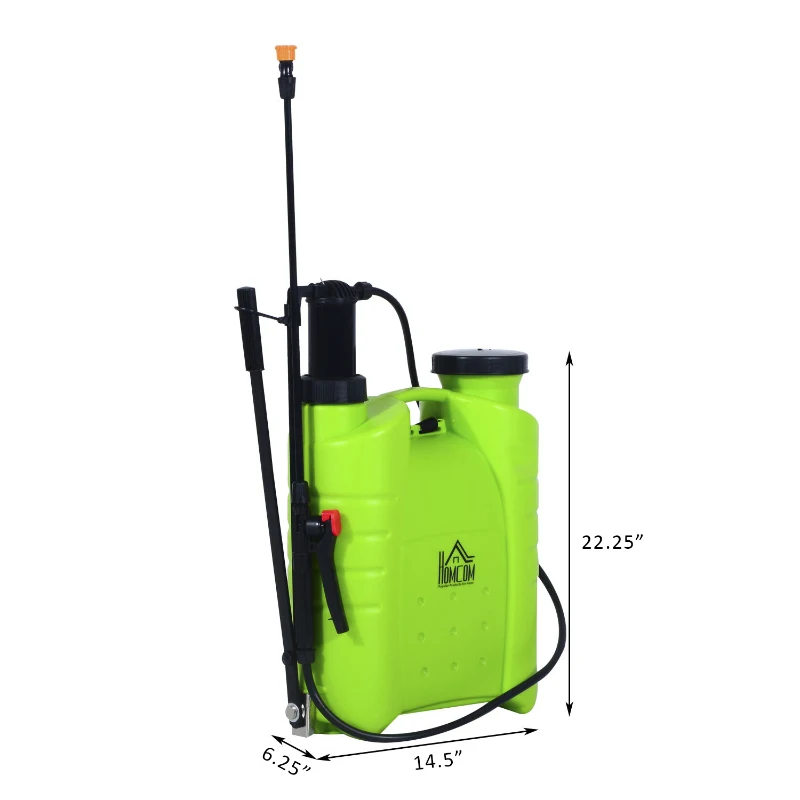 HomCom 4-Gallon Manual Hand Pump Small Garden Lawn Sprayer Backpack - Green