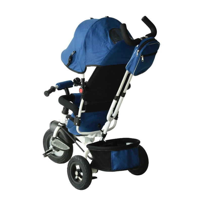 Qaba 2-in-1 Lightweight Steel Adjustable Convertible Tricycle Stroller - Blue
