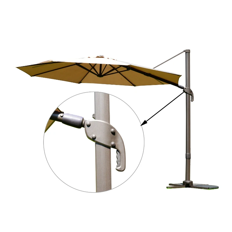 Outsunny 9.5' Outdoor Market Patio Umbrella with Tilt and Crank - Khaki