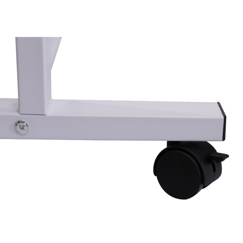 HomCom 33" Contemporary Glass Top Portable Workstation Desk Cart With Shelves - White