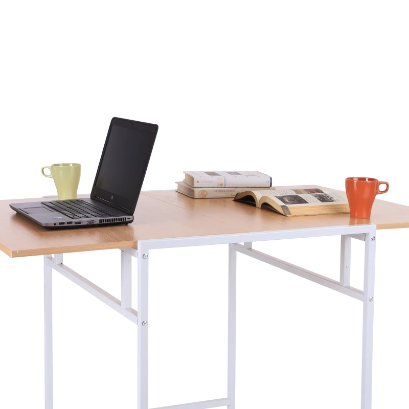 HomCom 47" Versatile Wood Top Drop Leaf Office Computer Desk Folding Side Table - White