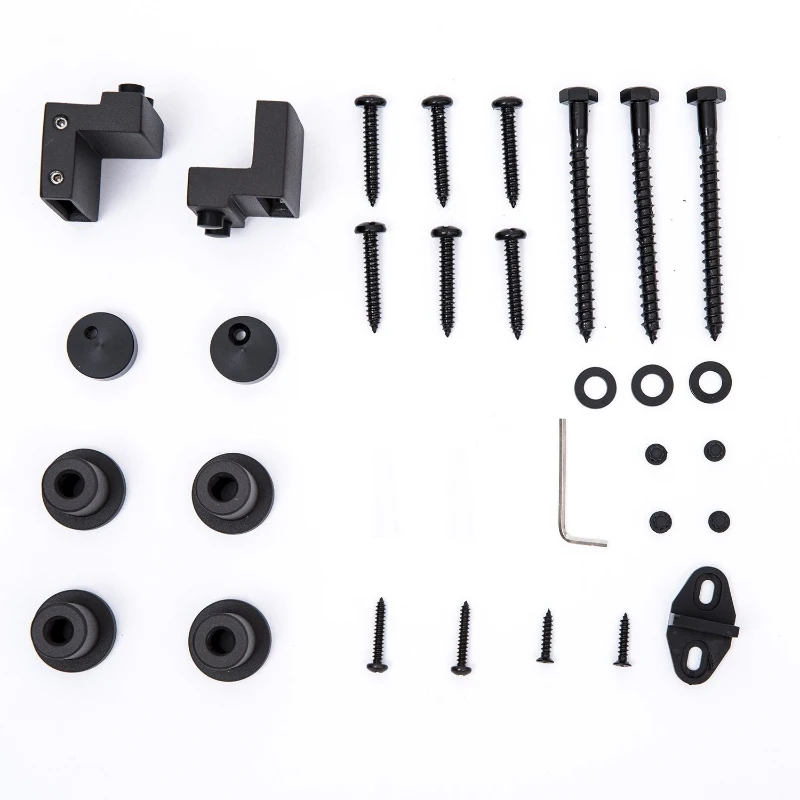 HomCom Rustic 6' Interior Sliding Barn Door Kit Hardware Set - Black Craftsman Horseshoe