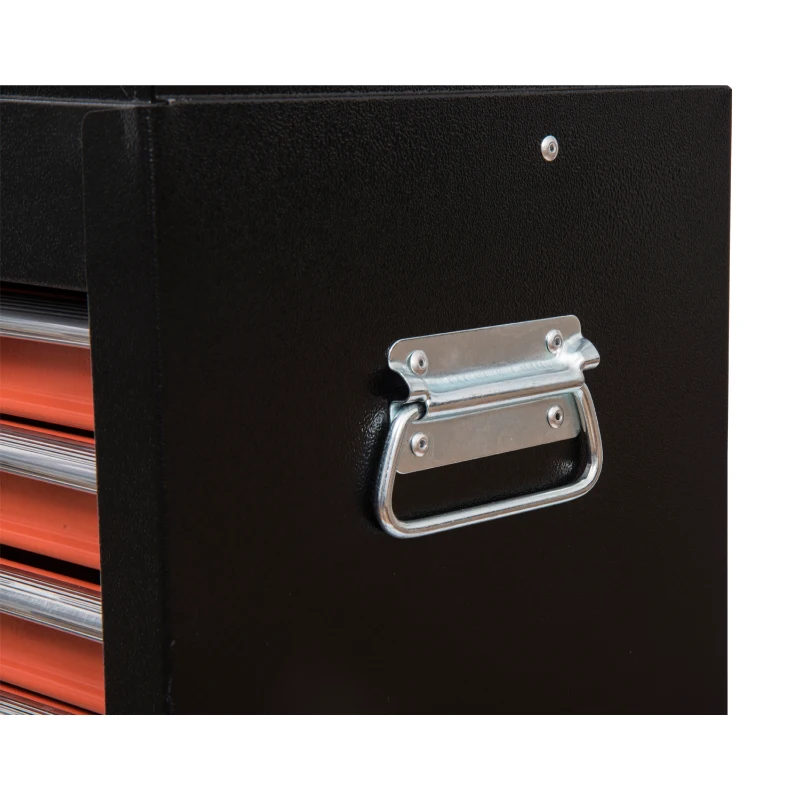 HomCom Rolling Garage Tool Chest Cabinet with 16 Drawers - Black and Orange