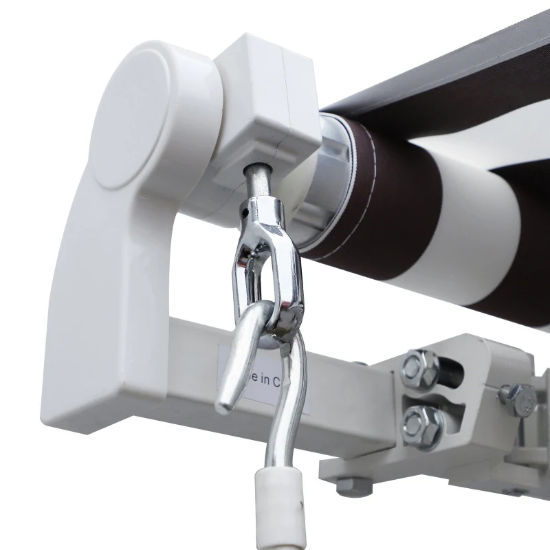 Outsunny 10' x 8' Retractable Sun Shade Patio/Window Awning that Opens Smooth & Quietly Reducing Heat in Your Home - White/Coffee