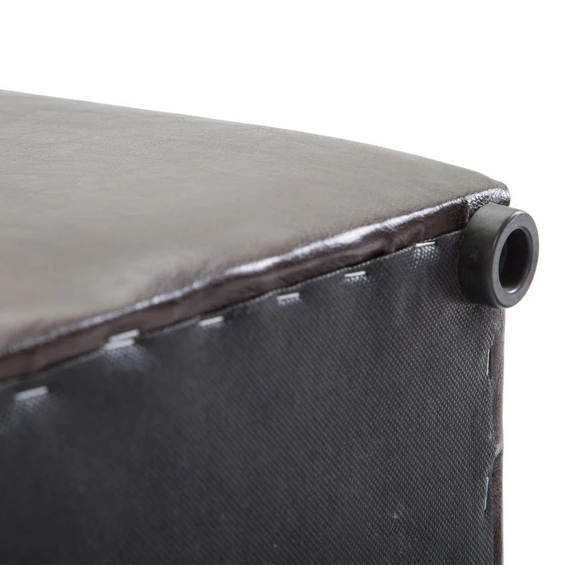 HomCom 16” Cube Faux Leather Tufted Storage Ottoman Footrest Seat - Dark Brown