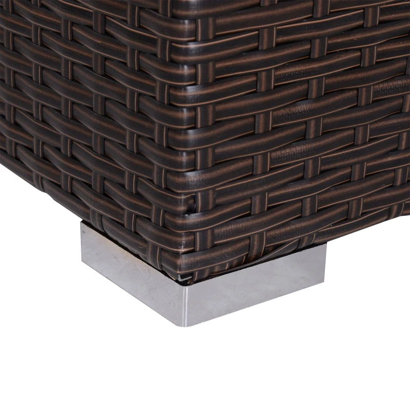 Outsunny 6 Piece Wicker Rattan Outdoor Patio Fan Shape Glass Coffee Table Furniture Set