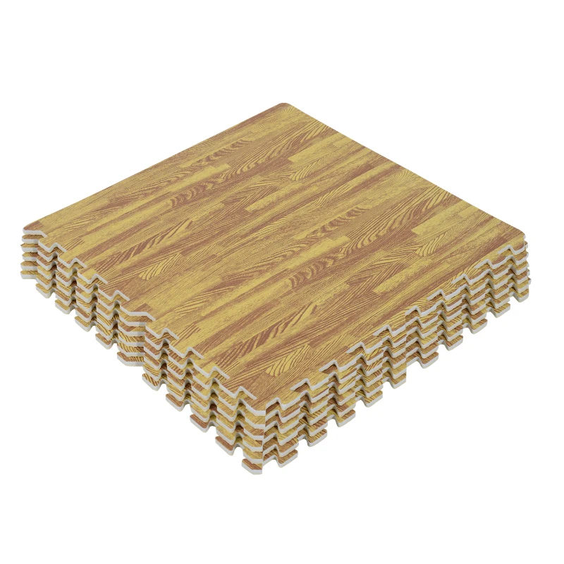 Soozier 18 Piece Interlocking Puzzle Foam Gym Floor Tile Mats - Wood Pattern