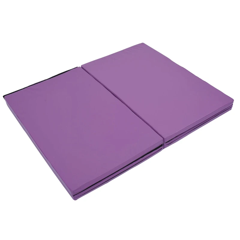 Soozier 6' x 4' x 2" PU Leather Folding Gymnastics / Martial Arts Mat - Purple
