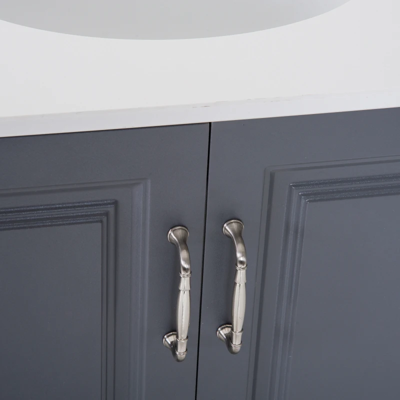 Kleankin 34” Modern Single Ceramic Sink Bathroom Vanity Set - Soft Grey