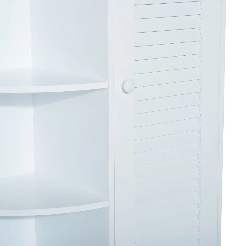 HomCom 32" Modern Country Bathroom Cabinet Cupboard with Rounded Shelves - White