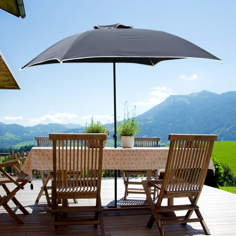 Outsunny 5.8' Compact Portable Round Sun Shade Folding Beach Patio Umbrella - Black