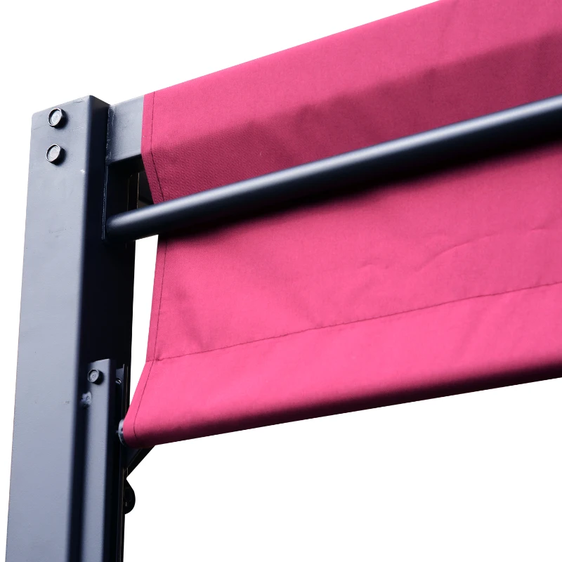 Outsunny 10’ x 10’ Steel Fabric Retractable Pergola Canopy Shade Kit - Wine Red