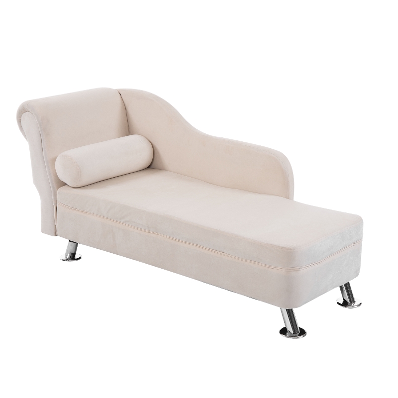 62" Plush Chaise Lounge Chair Cream