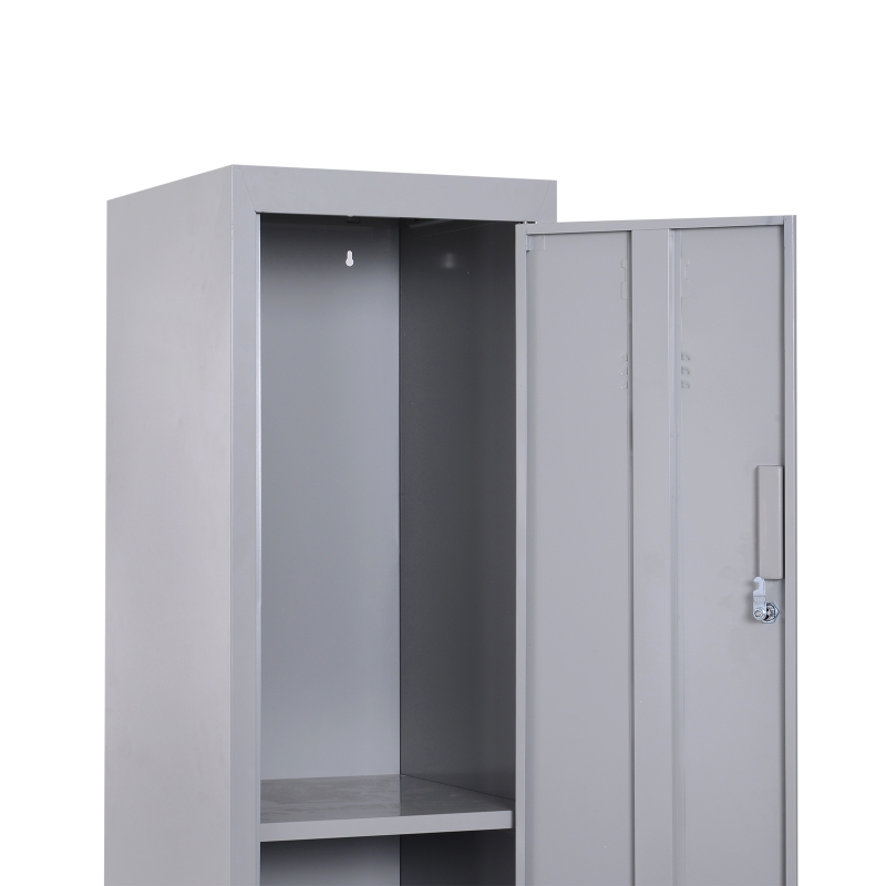 Vinsetto 71" 2 Tier Freestanding Steel Metal Lockable Employee Wall Locker Storage Cabinet - Grey